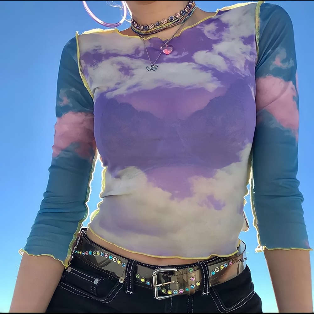graphic mesh top